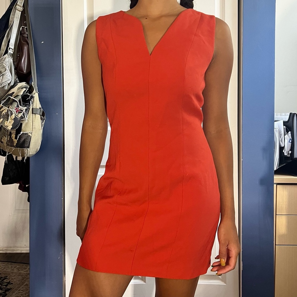 Elegant orange Sleeveless Dress